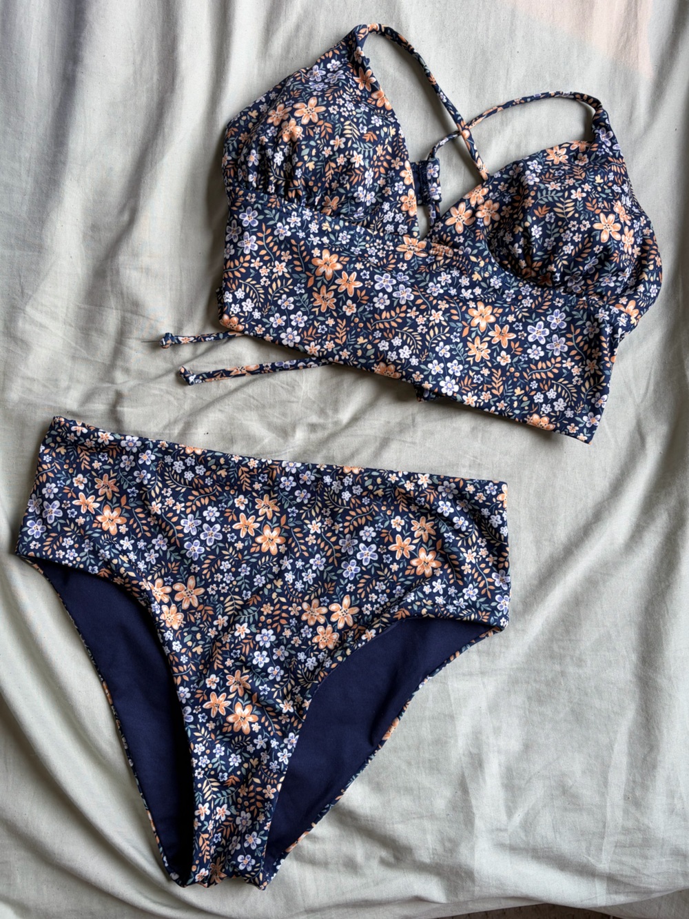 Navy Floral Two-Piece Swim Bikini